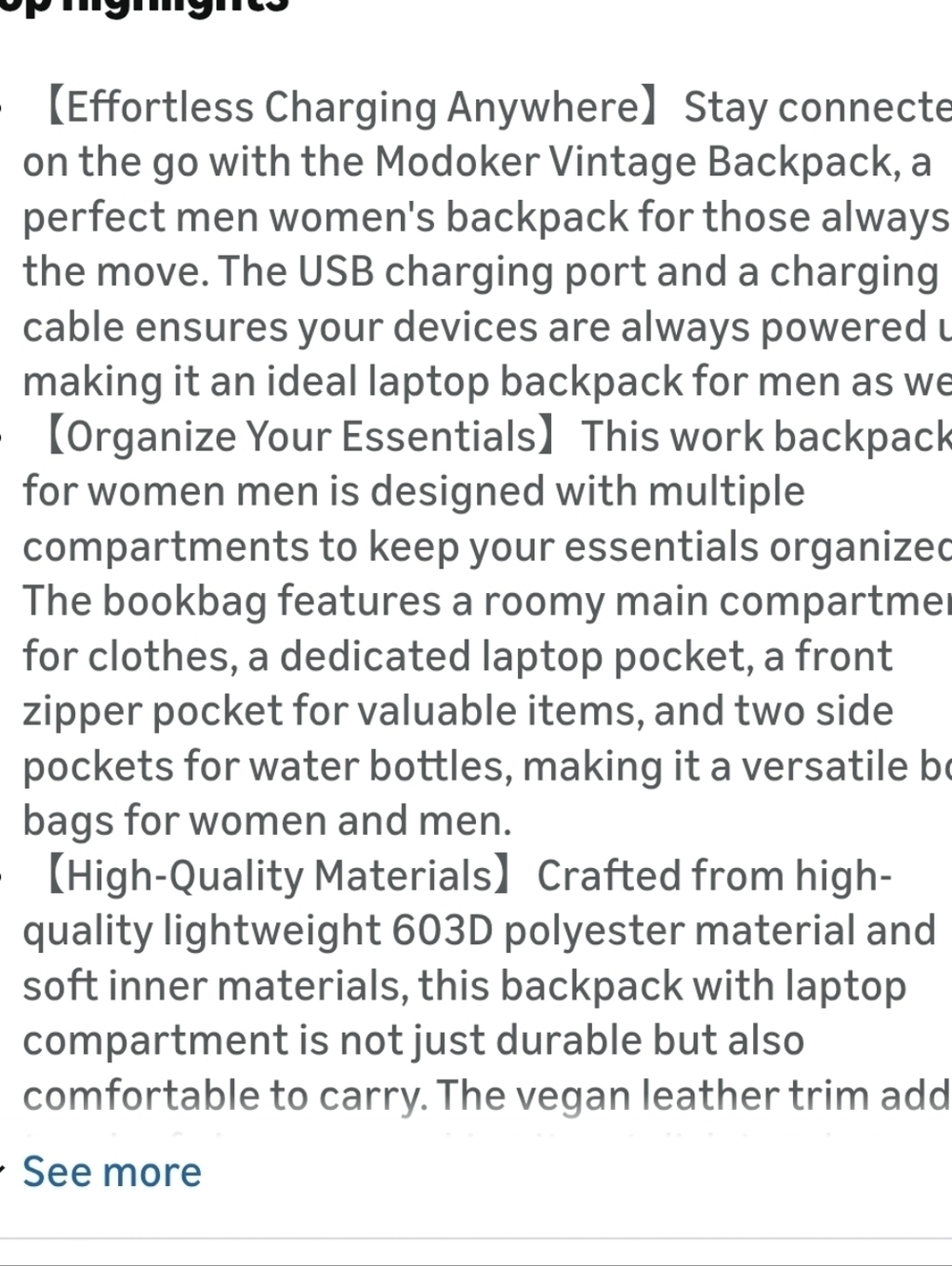 Eco-Friendly Laptop Backpack for Women Men,Travel Backpacks with USB - Picture 11 of 11